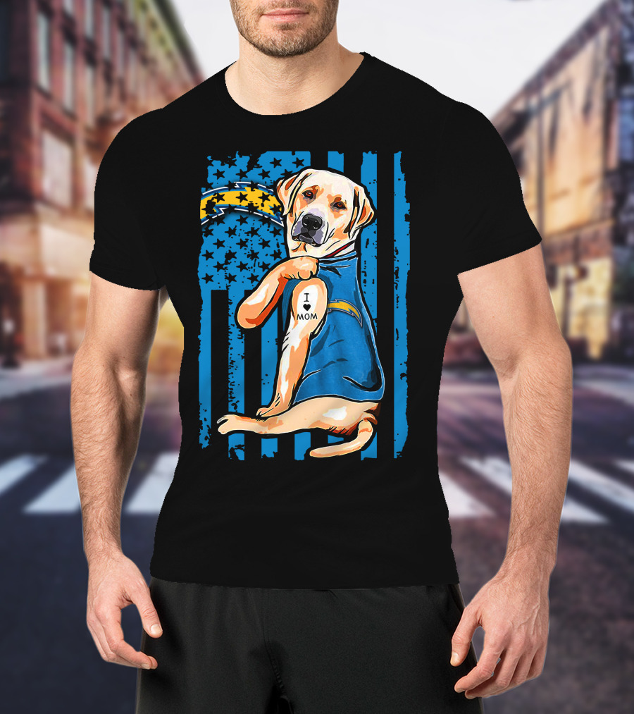 Labrador Retriever I Love Mom Los Angeles Chargers T-Shirt