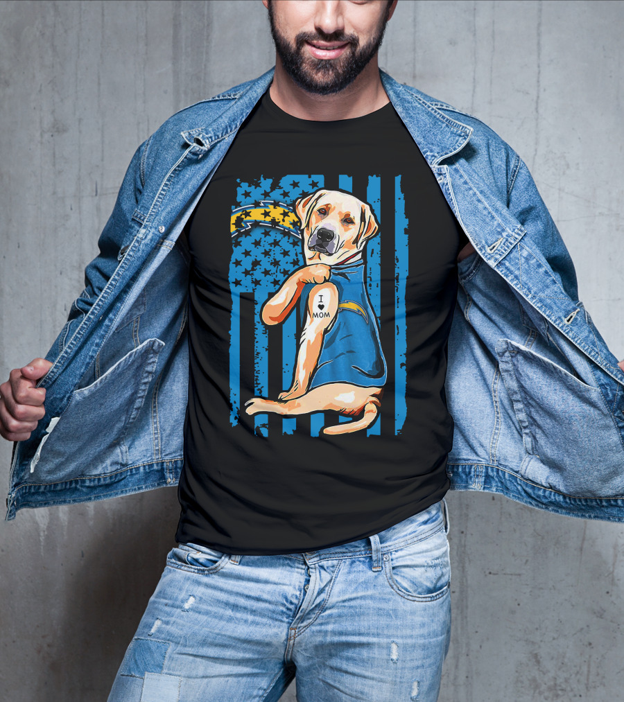 Labrador Retriever I Love Mom Los Angeles Chargers T-Shirt