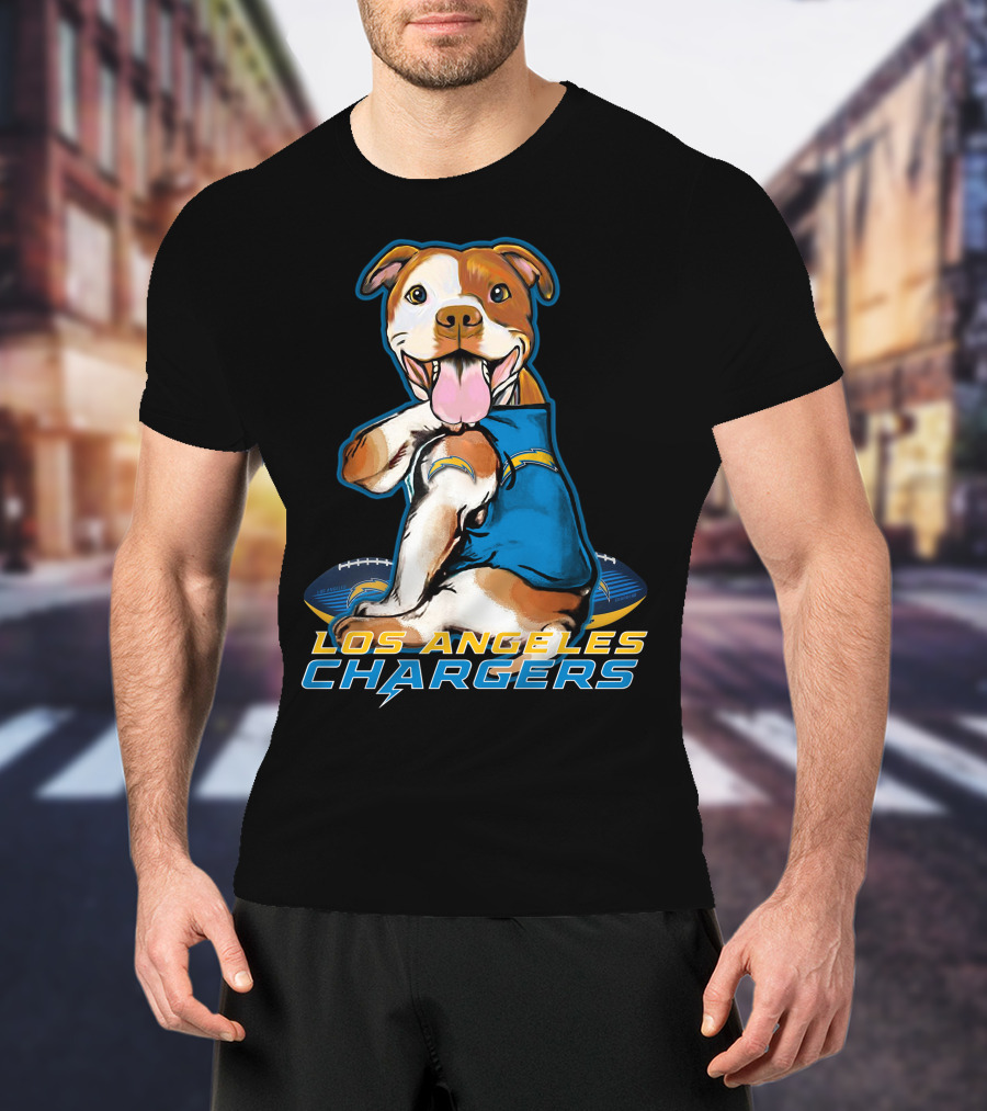 Pittbull Los Angeles Chargers NFL Football Dog Fan T-Shirt