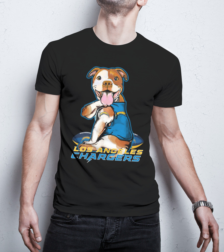 Pittbull Los Angeles Chargers NFL Football Dog Fan T-Shirt