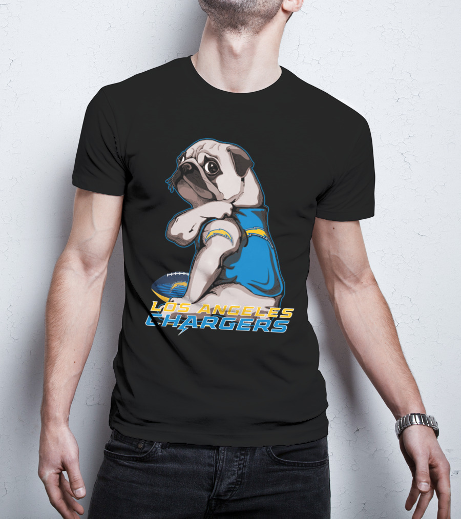 Los Angeles Chargers Pug Football T-Shirt