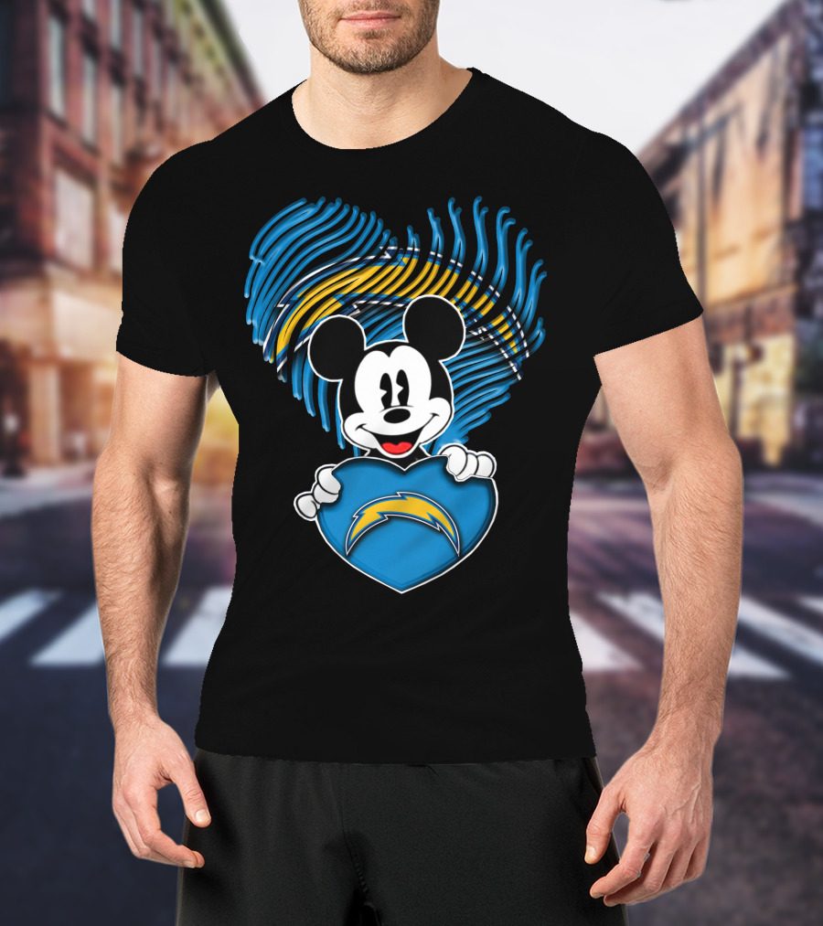 Mick Mouse Los Angeles Chargers Heart T-Shirt