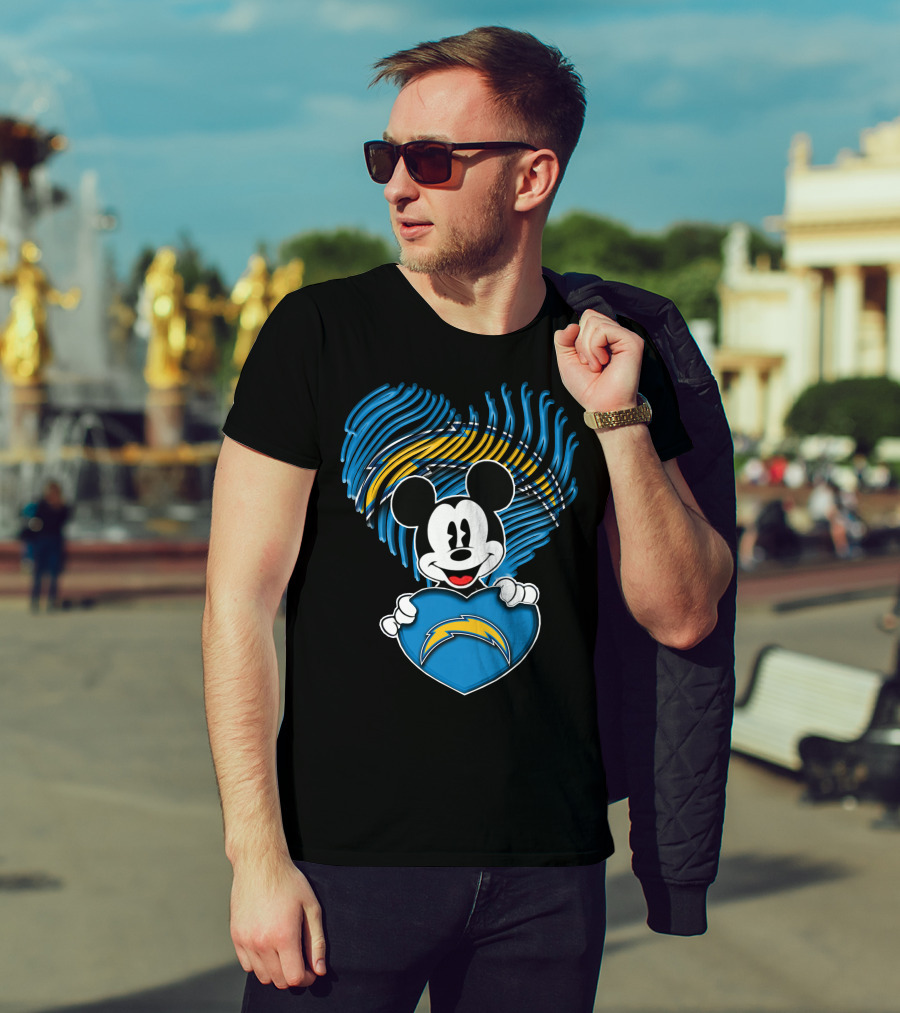 Mick Mouse Los Angeles Chargers Heart T-Shirt