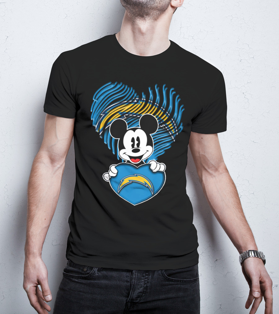 Mick Mouse Los Angeles Chargers Heart T-Shirt