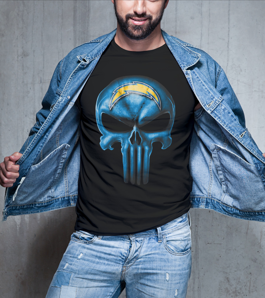 Skull Los Angeles Chargers Blue Punisher T-Shirt