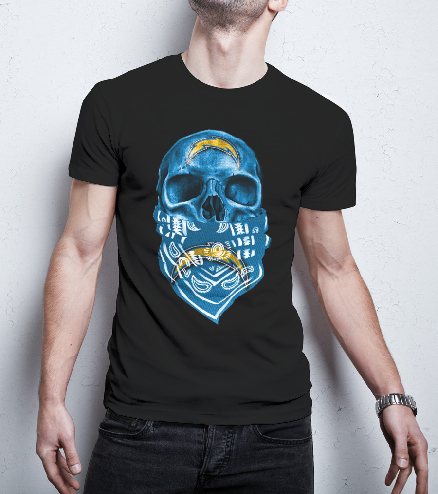 Skull Bandana Los Angeles Chargers T-Shirt