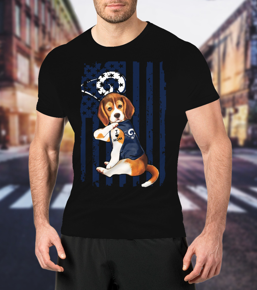 Beagle I Love Mom Los Angeles Rams T-Shirt