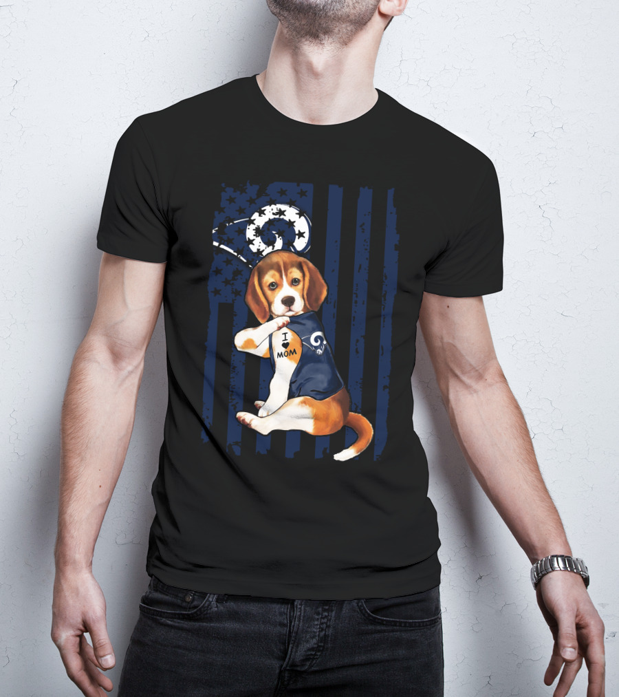 Beagle I Love Mom Los Angeles Rams T-Shirt