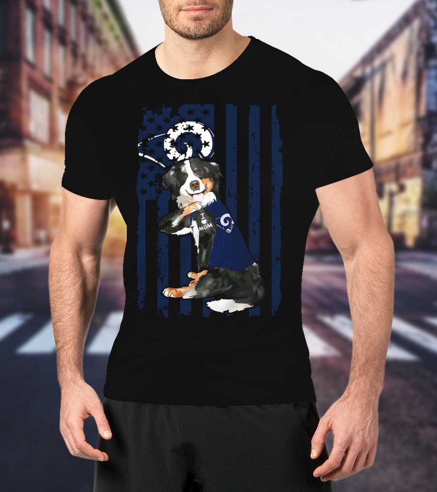 Border Collie I Love Mom Los Angeles Rams T-Shirt