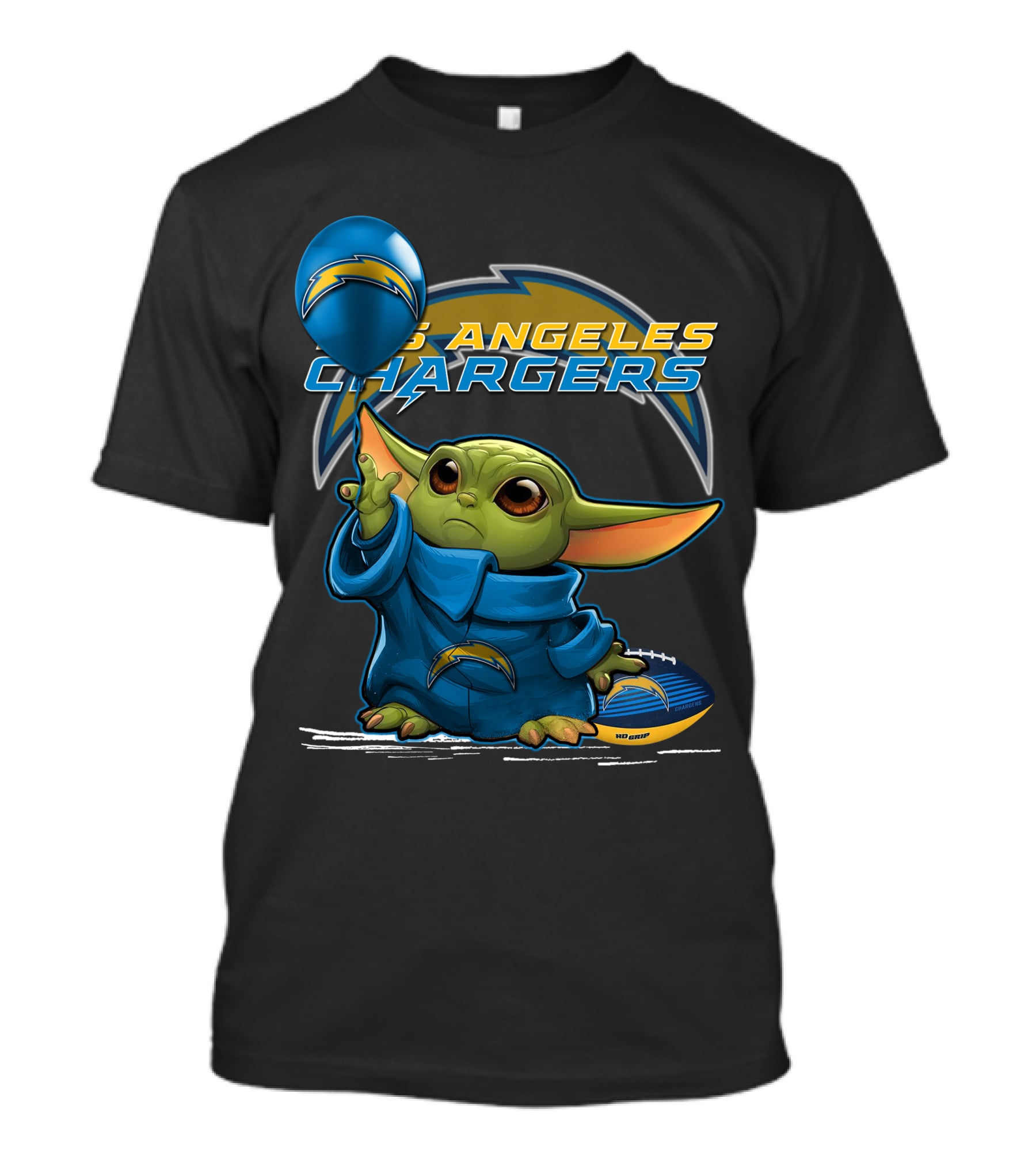 Yoda Los Angeles Chargers Football Balloon Among Stars T-Shirt
