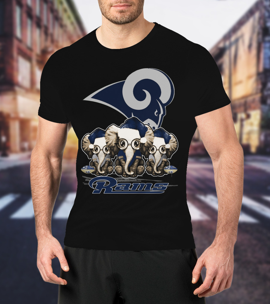 Elephant Xmas Los Angeles Rams T-Shirt