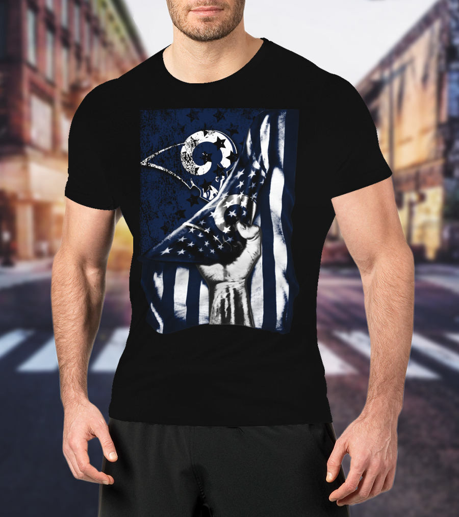 Los Angeles Rams American Flag Stars And Stripes Hand T-Shirt