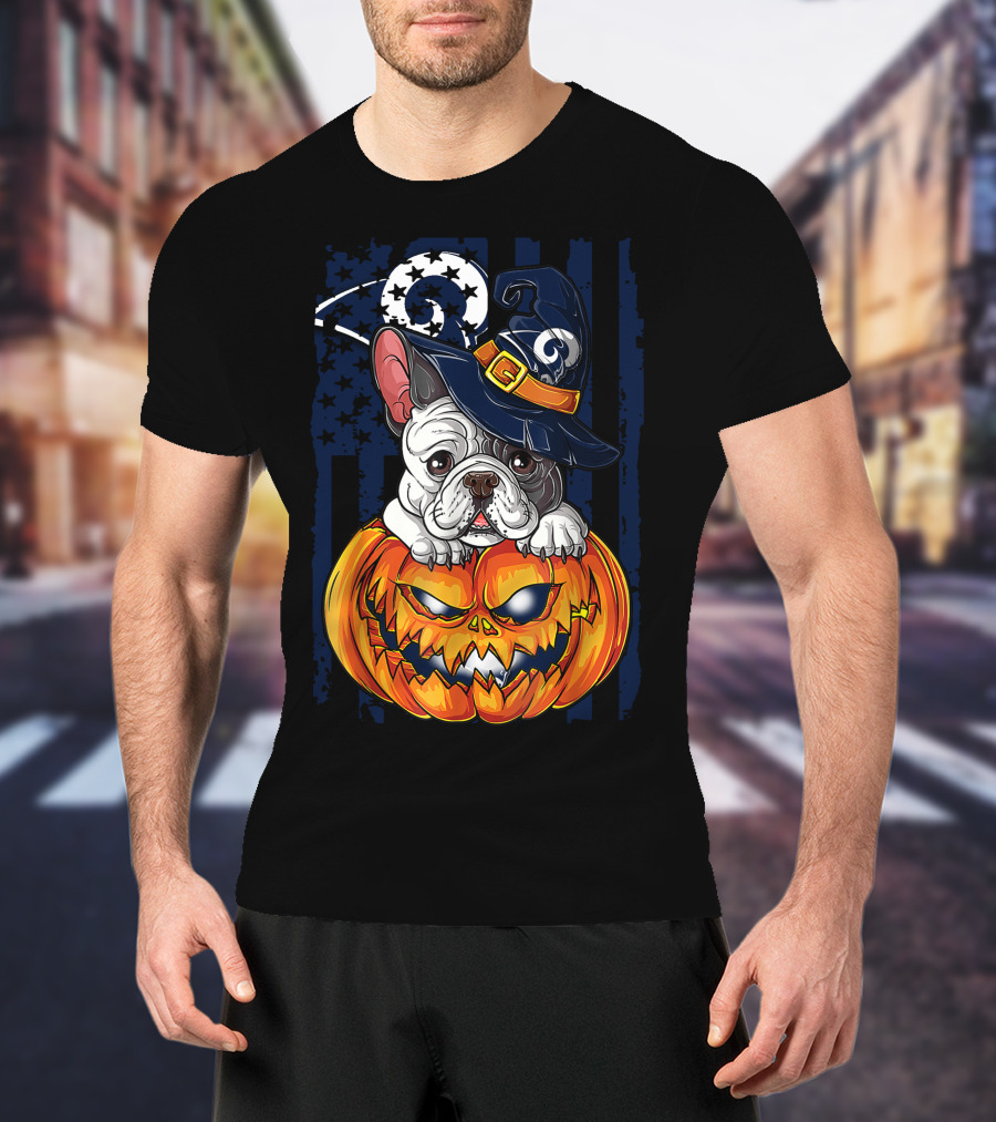 Hlw Bulldog Wizards Hat Pumpkin Los Angeles Rams T-Shirt
