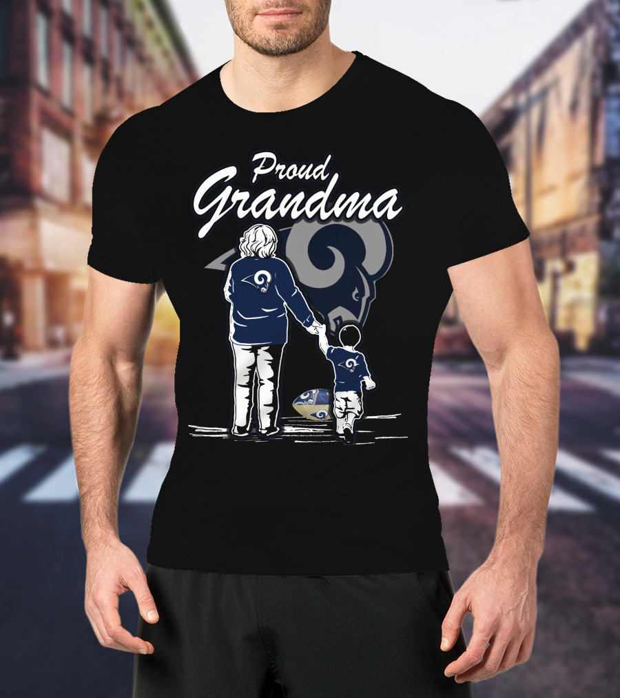 Proud Grandma Los Angeles Rams Football Fan With Child And Team T-Shirt