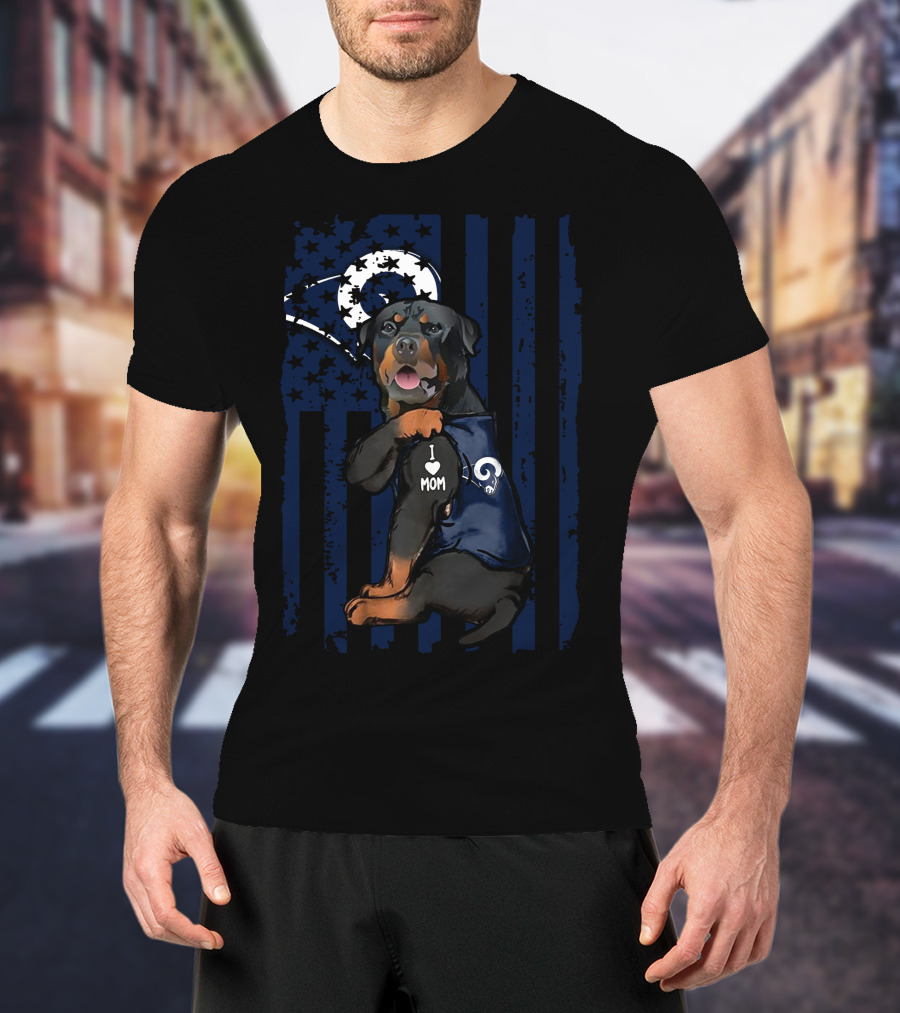 Rottweiler I Love Mom Los Angeles Rams T-Shirt