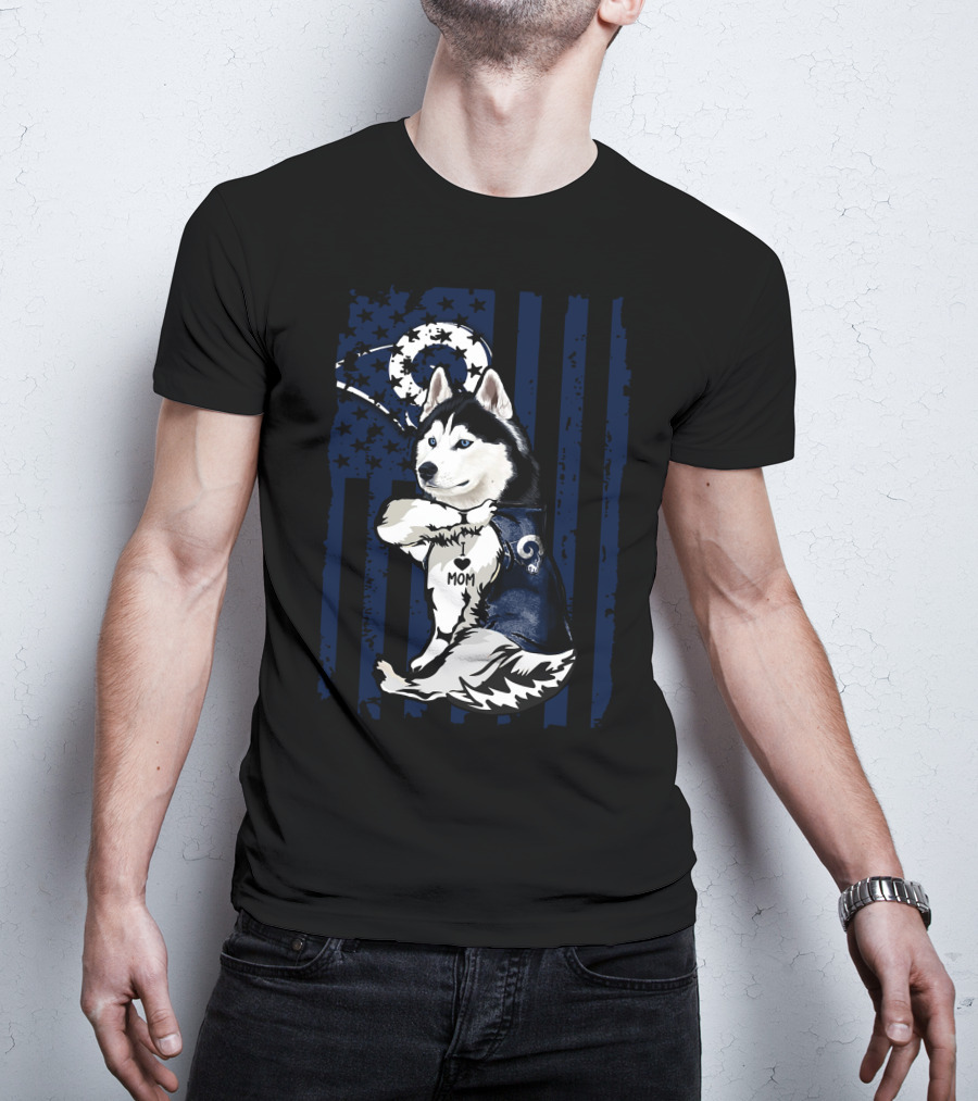 Siberian Husky Los Angeles Rams Mom T-Shirt