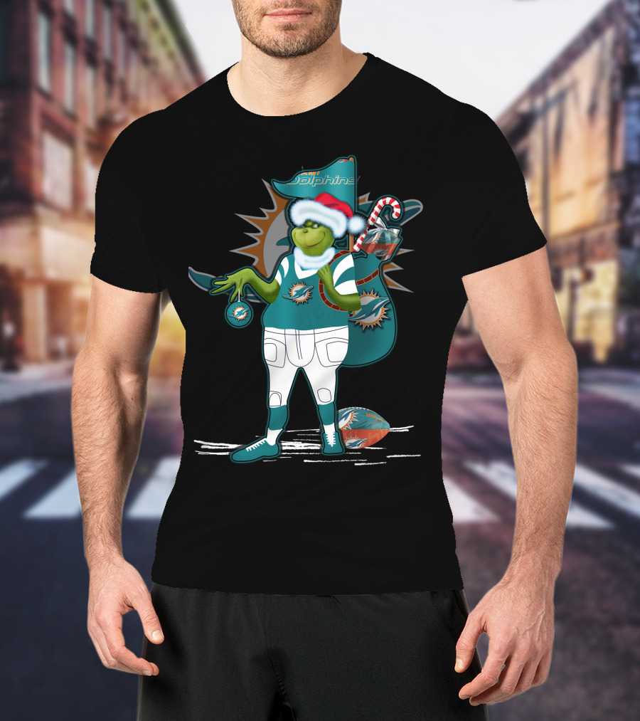 Grinchxmas Miami Dolphins Christmas Football Fan T-Shirt