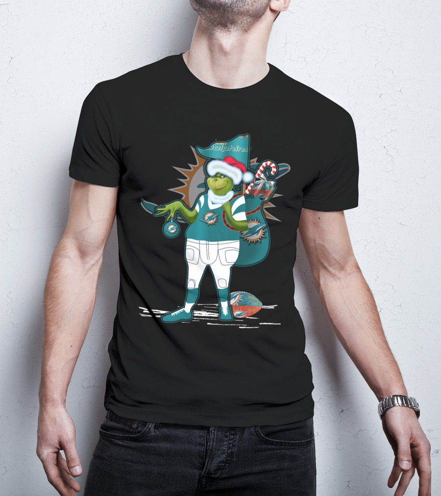 Grinchxmas Miami Dolphins Christmas Football Fan T-Shirt