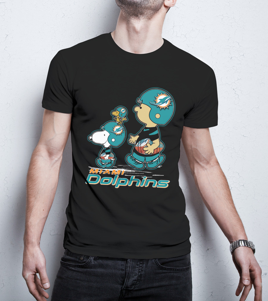 Snpfootball Miami Dolphins Peanuts Characters T-Shirt