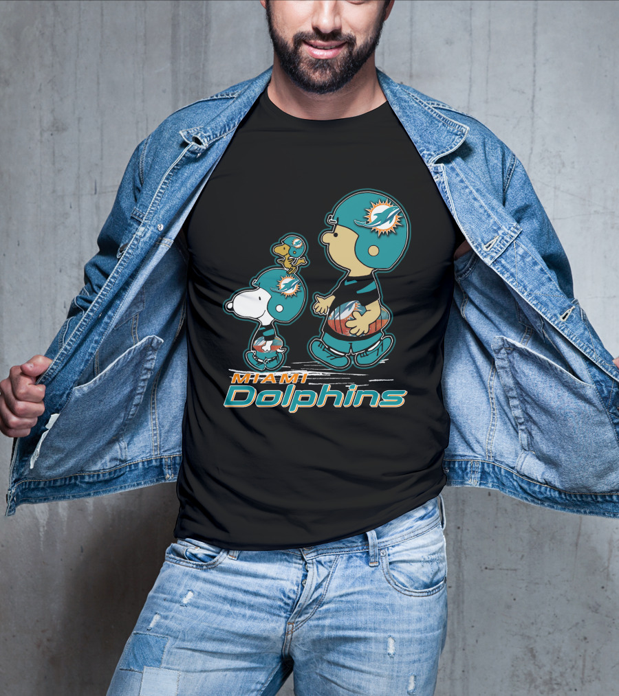 Snpfootball Miami Dolphins Peanuts Characters T-Shirt