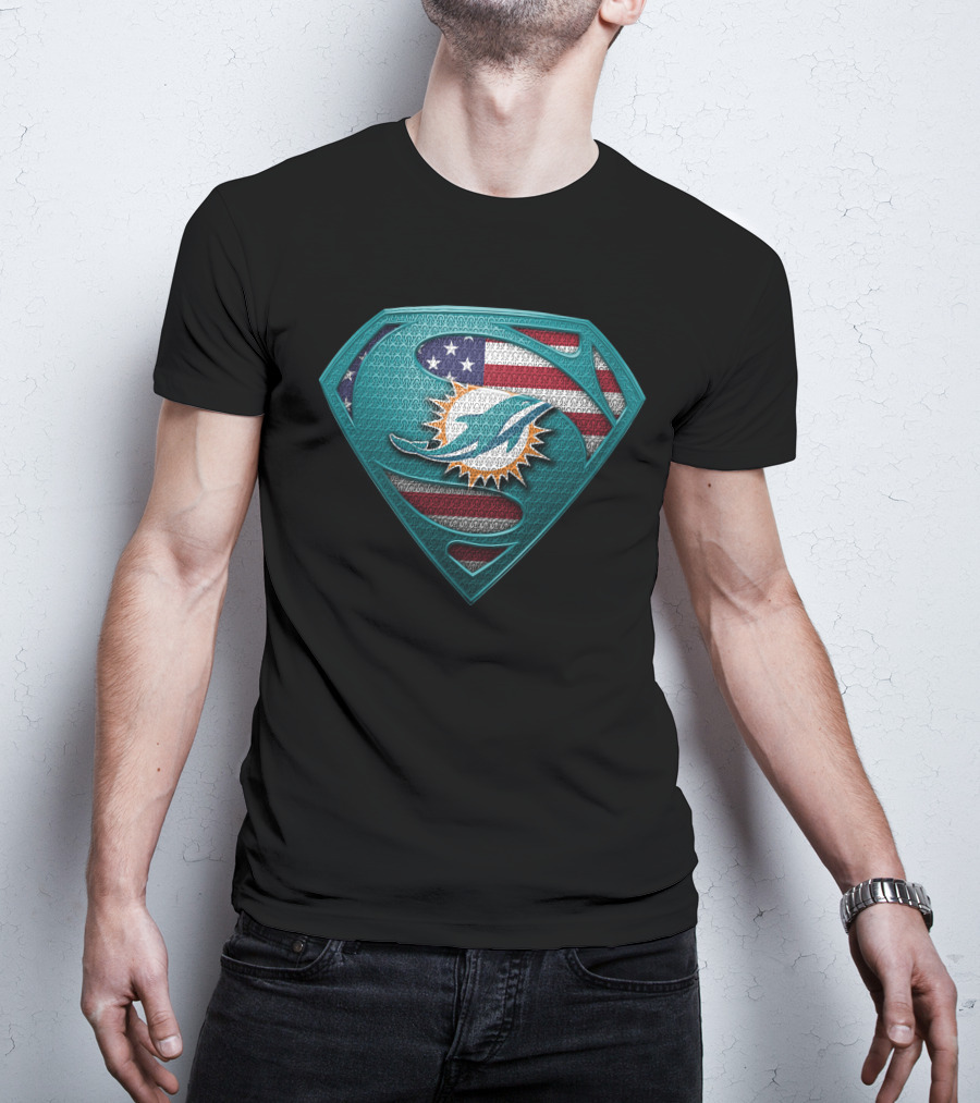 Miami Dolphins American Flag Superman T-Shirt