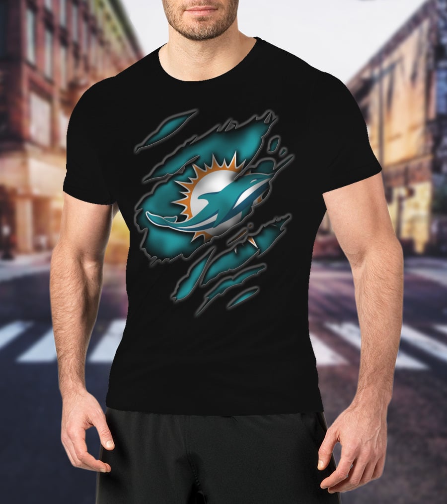 Miami Dolphins Logo Torn T-Shirt