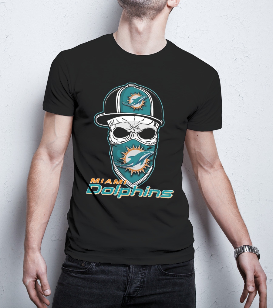 Miami Dolphins Skull Hat T-Shirt