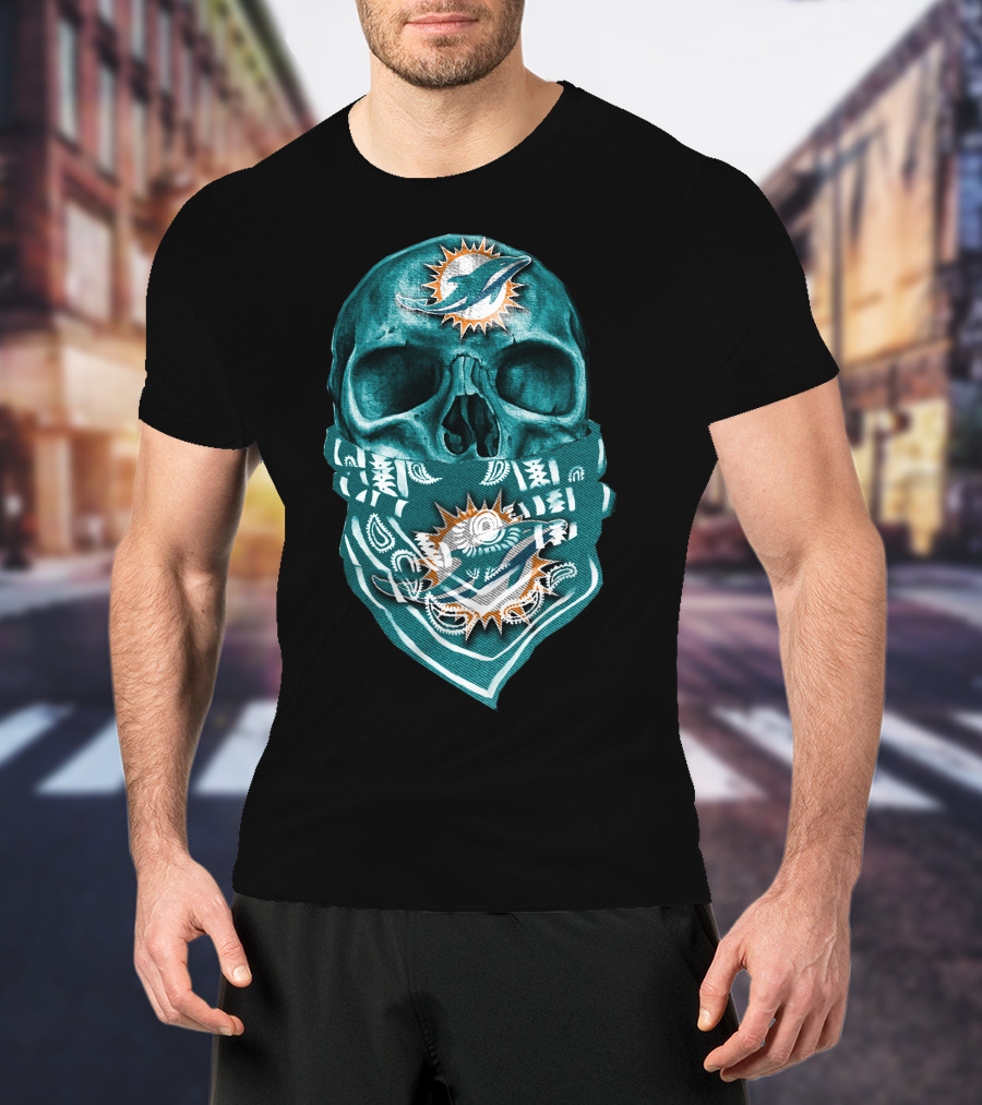 Miami Dolphins Skull Bandana T-Shirt