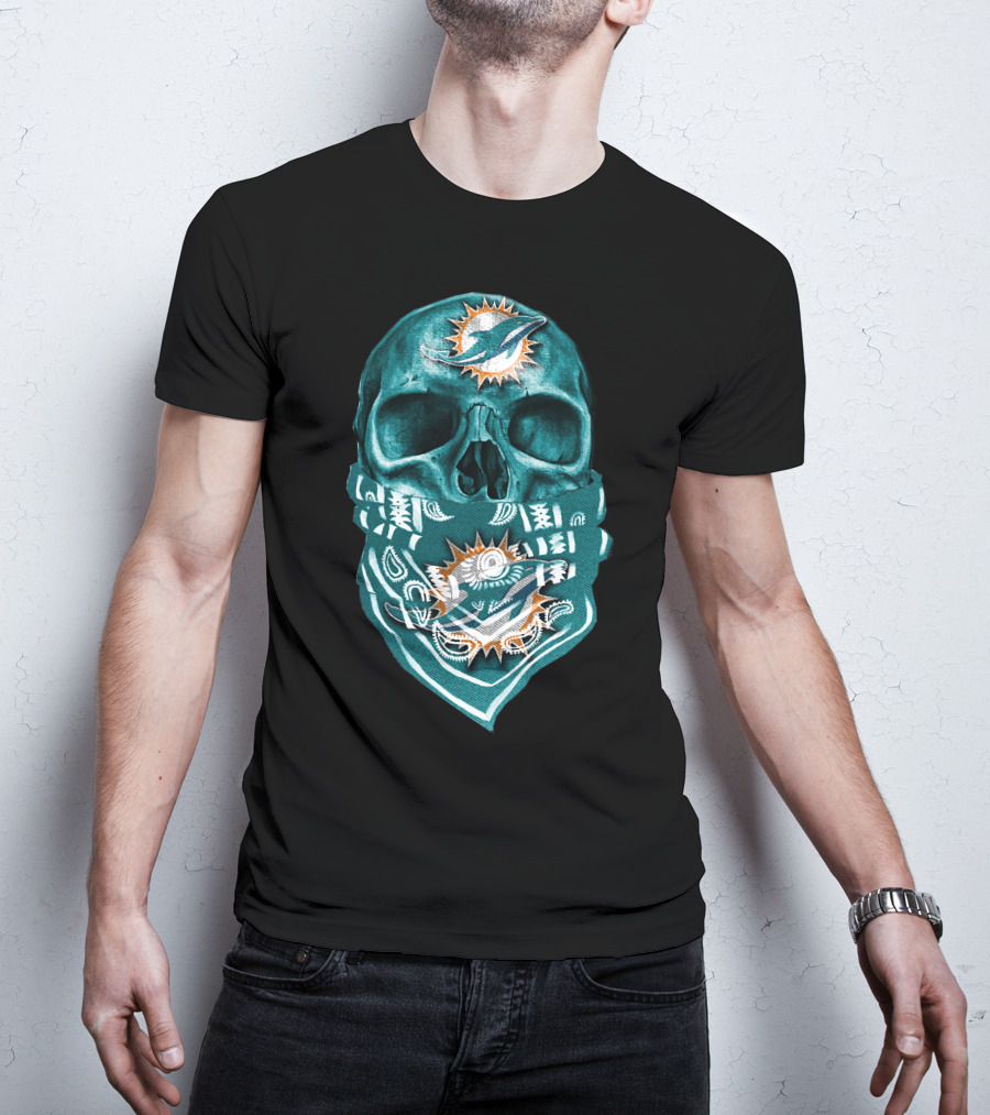 Miami Dolphins Skull Bandana T-Shirt