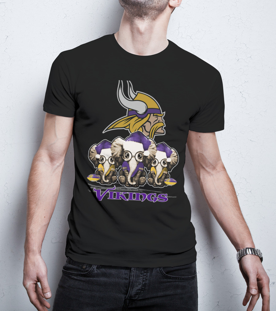 Elephan Xmas Minnesota Vikings Santa Hat Football T-Shirt