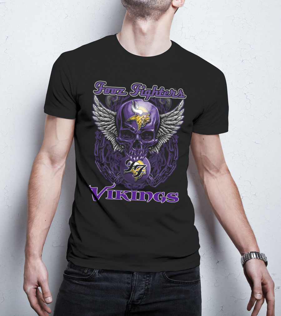 Foo Fighters Minnesota Vikings Skull Winged T-Shirt