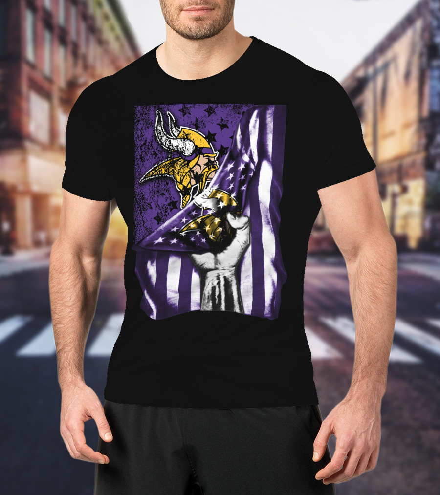 Minnesota Vikings Flag Stars And Stripes Viking T-Shirt