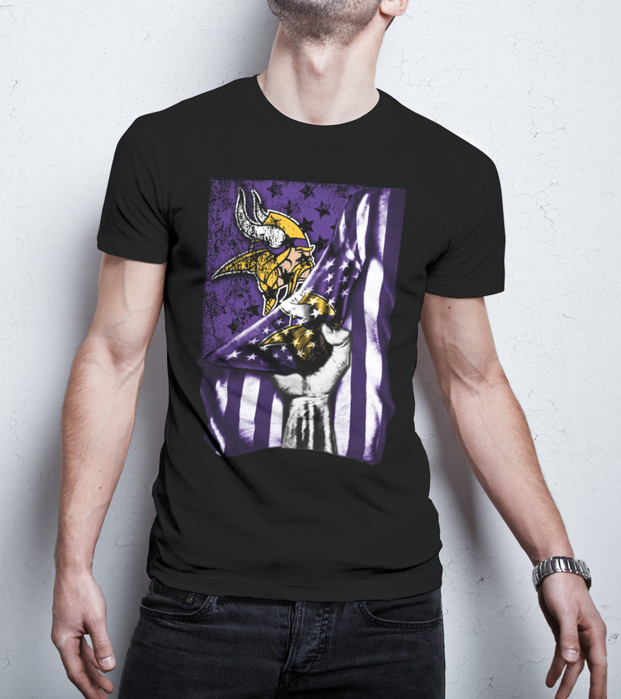 Minnesota Vikings Flag Stars And Stripes Viking T-Shirt