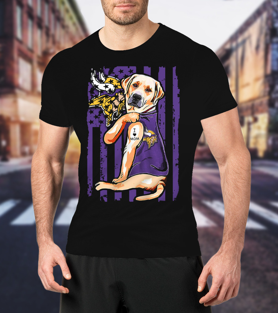 Minnesota Vikings Labrador Retriever I Love Mom T-Shirt