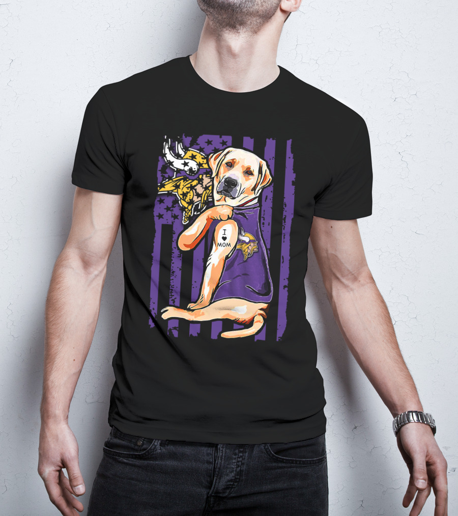 Minnesota Vikings Labrador Retriever I Love Mom T-Shirt