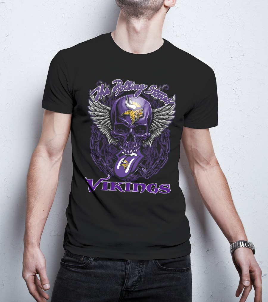 The Rolling Stones Vikings Skull With Wings And Tongue T-Shirt