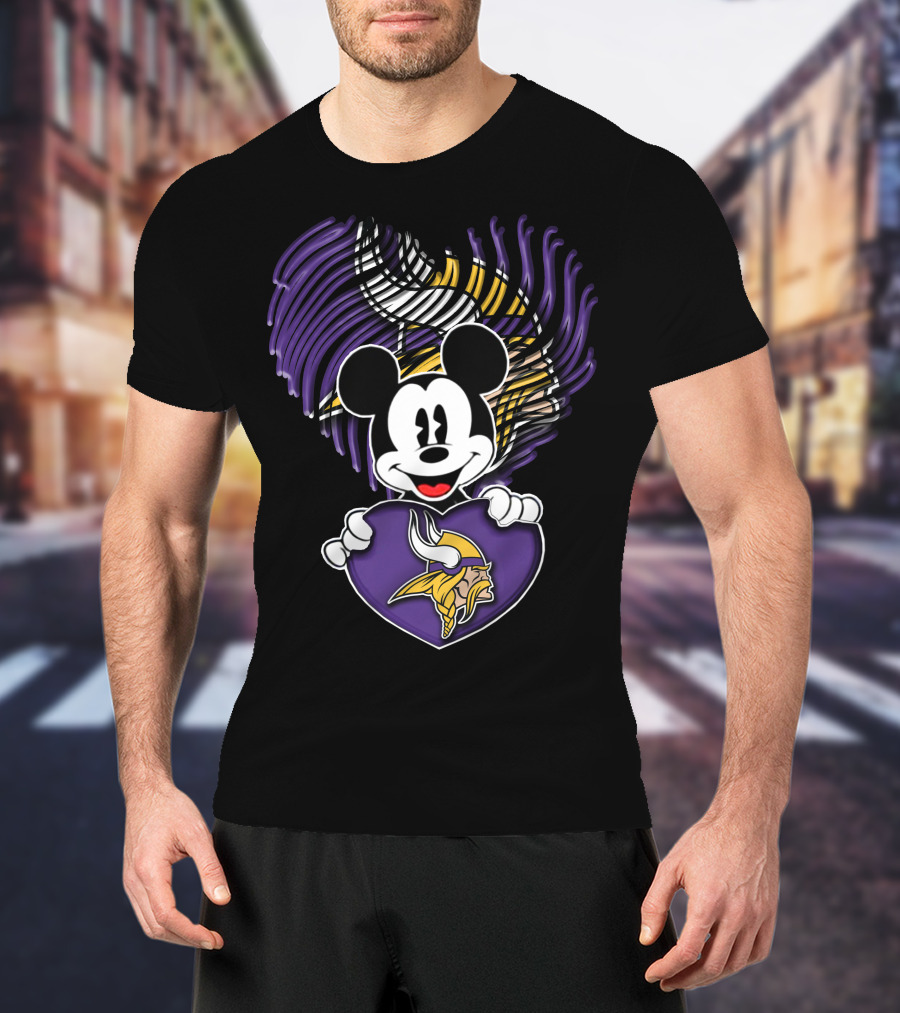 Minnesota Vikings Mickey Heart T-Shirt