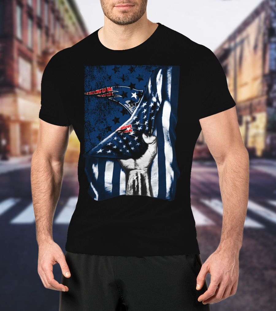 New England Patriots American Flag Hand Stars Stripes T-Shirt