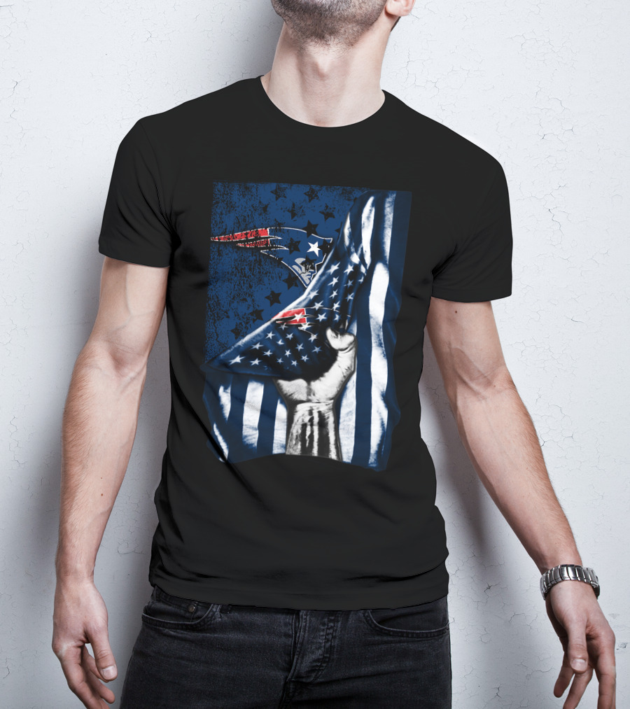 New England Patriots American Flag Hand Stars Stripes T-Shirt