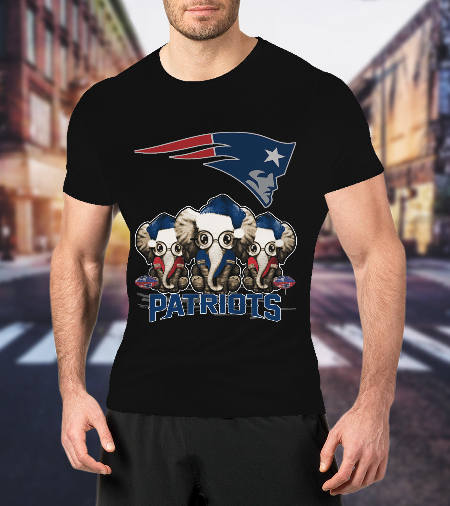 Elephan Xmas New England Patriots Cute Patriots Elephants T-Shirt