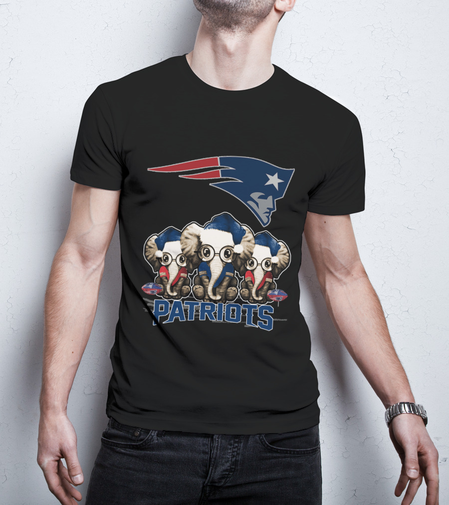 Elephan Xmas New England Patriots Cute Patriots Elephants T-Shirt