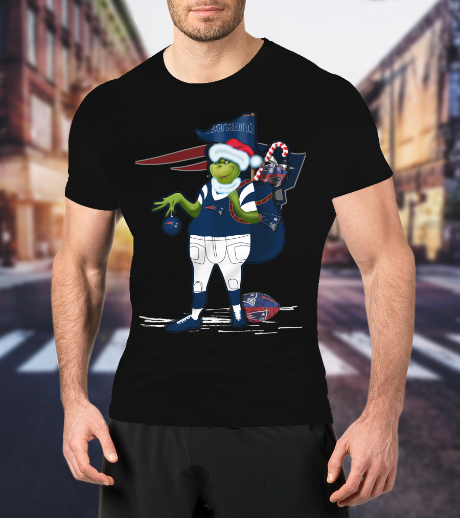 Patriots Grinch Christmas Football Sack Fan T-Shirt