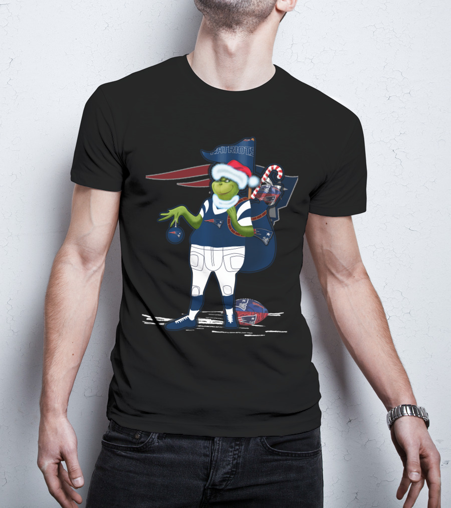 Patriots Grinch Christmas Football Sack Fan T-Shirt