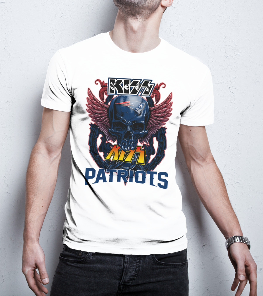 KISS Patriots Skull With Wings New England Patriots T-Shirt