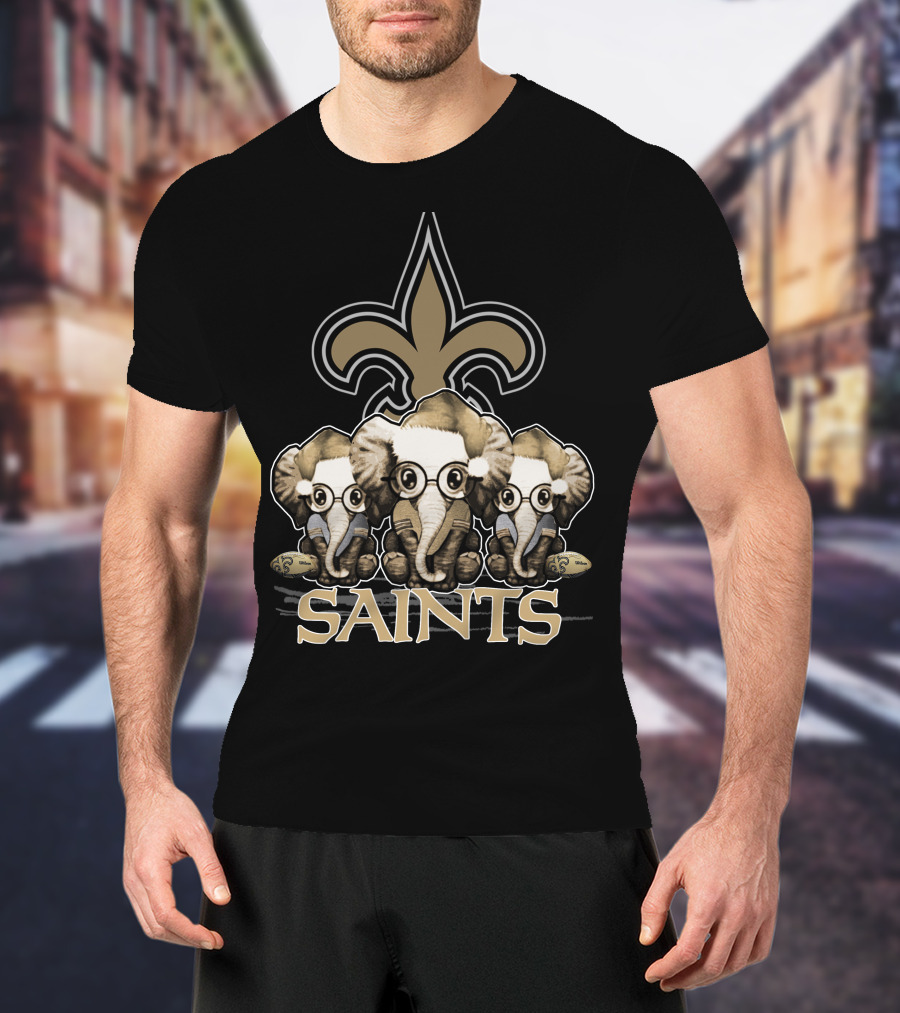 New Orleans Saints Elephan Xmas Fleur-de-Lis T-Shirt