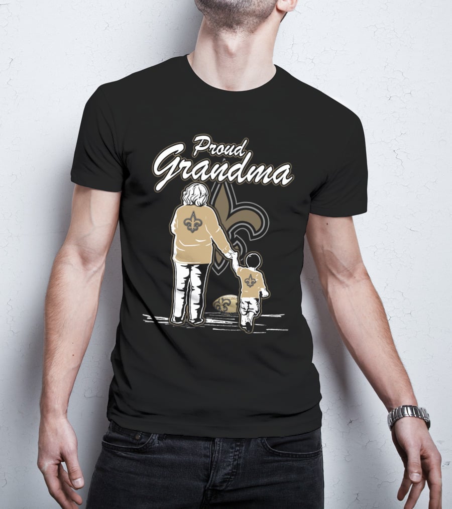 Proud Grandma New Orleans Saints Fleur-de-Lis Family Love T-Shirt