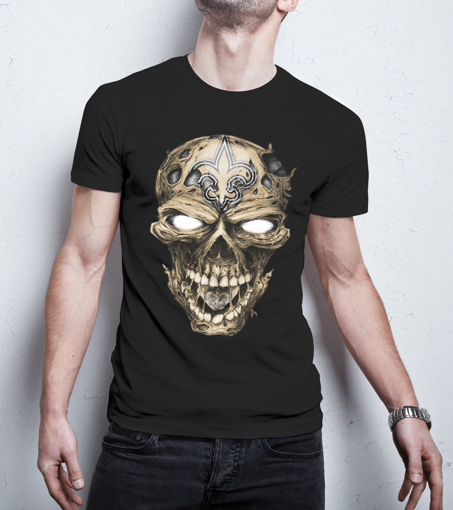 Skull V2 New Orleans Saints Fleur-de-Lis Zombie Head T-Shirt