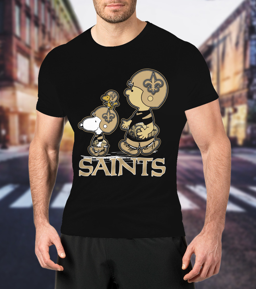 Snpfootball New Orleans Saints Peanuts Snoopy Woodstock Football Helmets T-Shirt