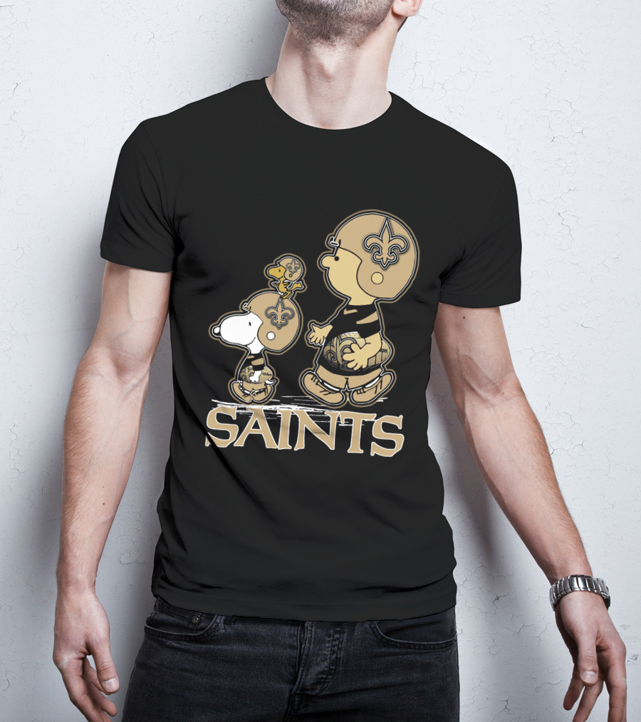 Snpfootball New Orleans Saints Peanuts Snoopy Woodstock Football Helmets T-Shirt