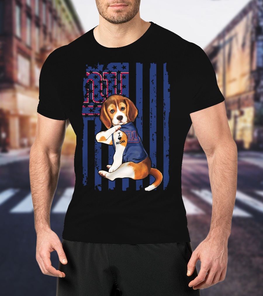 Beagle I Love Mom New York Giants T-Shirt